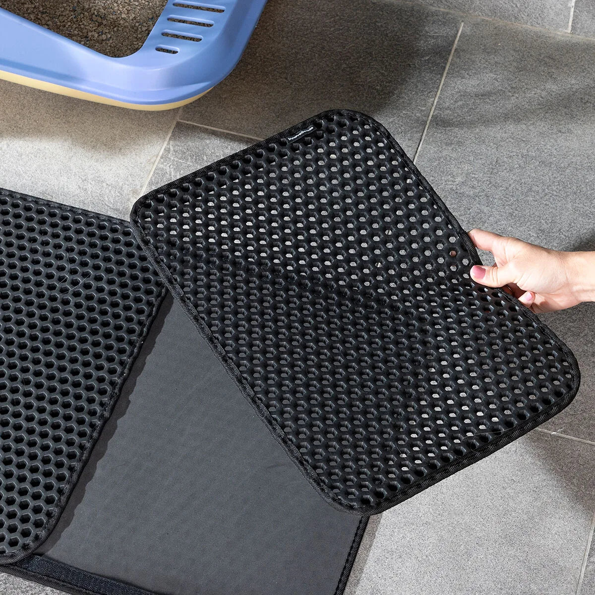 Tapis de litière pour chat – Double couche anti-projections
